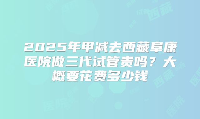 2025年甲减去西藏阜康医院做三代试管贵吗?大概要花费多少钱