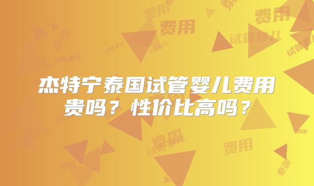 杰特宁泰国试管婴儿费用贵吗？性价比高吗？