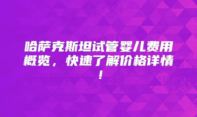 哈萨克斯坦试管婴儿费用概览,快速了解价格详情!
