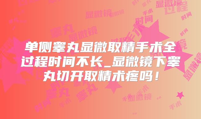 单侧睾丸显微取精手术全过程时间不长_显微镜下睾丸切开取精术疼吗!