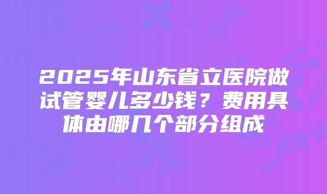 2025年山东省立医院做试管婴儿多少钱?费用具体由哪几个部分组成
