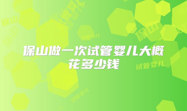 保山做一次试管婴儿大概花多少钱