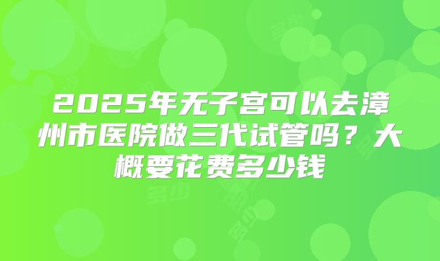 2025年无子宫可以去漳州市医院做三代试管吗？大概要花费多少钱