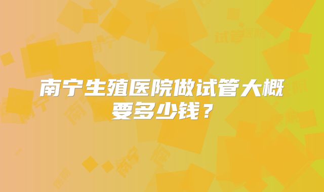 南宁生殖医院做试管大概要多少钱？