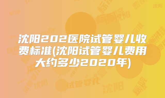 沈阳202医院试管婴儿收费标准(沈阳试管婴儿费用大约多少2020年)