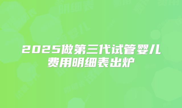 2025做第三代试管婴儿费用明细表出炉
