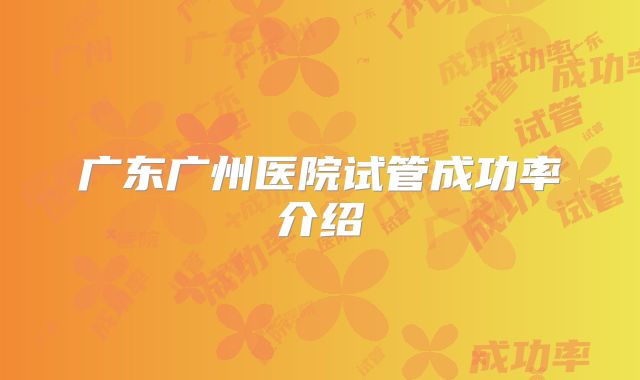 广东广州医院试管成功率介绍