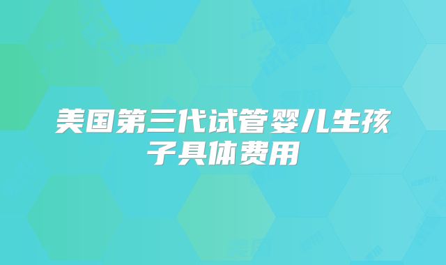 美国第三代试管婴儿生孩子具体费用