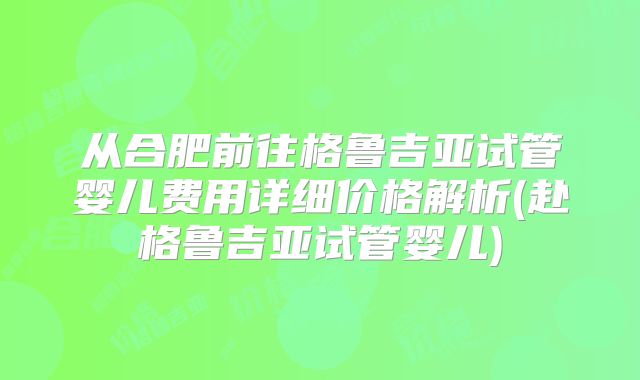 从合肥前往格鲁吉亚试管婴儿费用详细价格解析(赴格鲁吉亚试管婴儿)