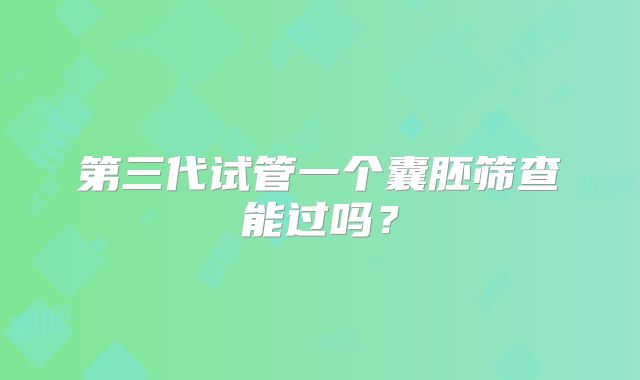 第三代试管一个囊胚筛查能过吗？