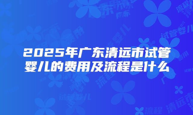 2025年广东清远市试管婴儿的费用及流程是什么