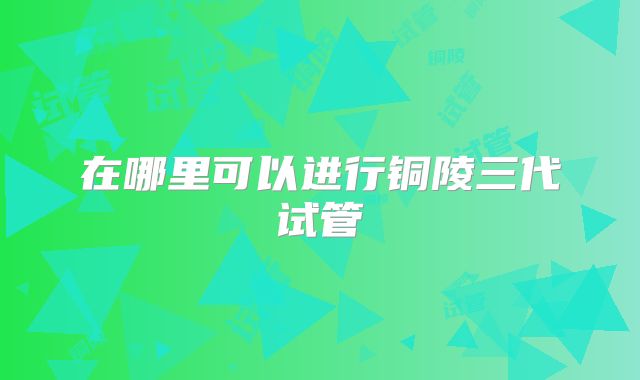 在哪里可以进行铜陵三代试管