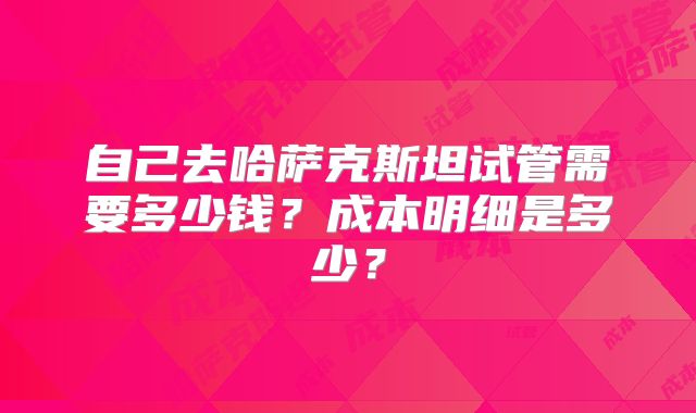 自己去哈萨克斯坦试管需要多少钱？成本明细是多少？