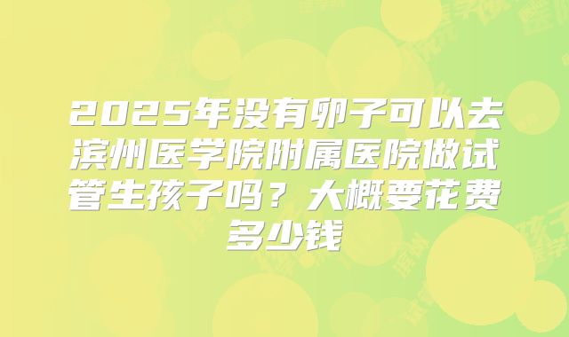 2025年没有卵子可以去滨州医学院附属医院做试管生孩子吗？大概要花费多少钱