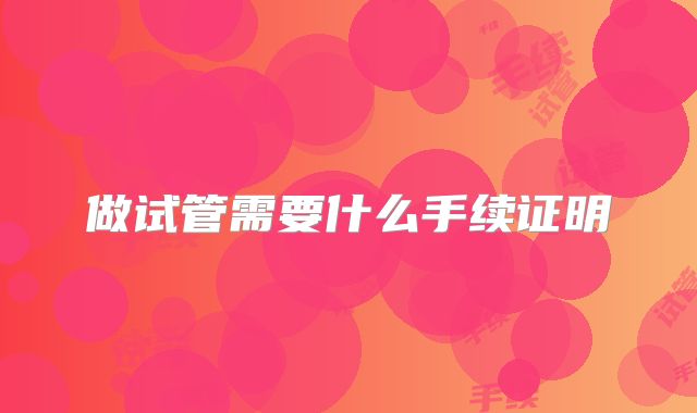 做试管需要什么手续证明