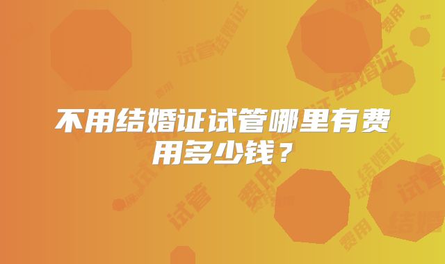 不用结婚证试管哪里有费用多少钱?