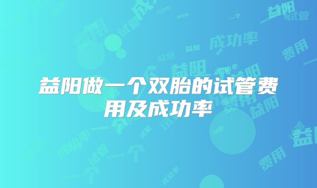 益阳做一个双胎的试管费用及成功率