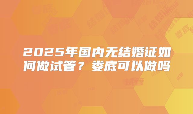 2025年国内无结婚证如何做试管？娄底可以做吗
