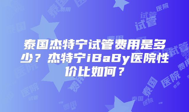 泰国杰特宁试管费用是多少?杰特宁iBaBy医院性价比如何?