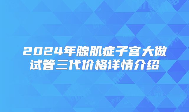 2024年腺肌症子宫大做试管三代价格详情介绍