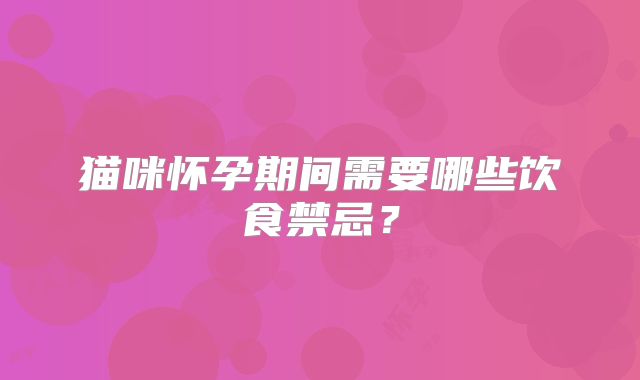 猫咪怀孕期间需要哪些饮食禁忌？