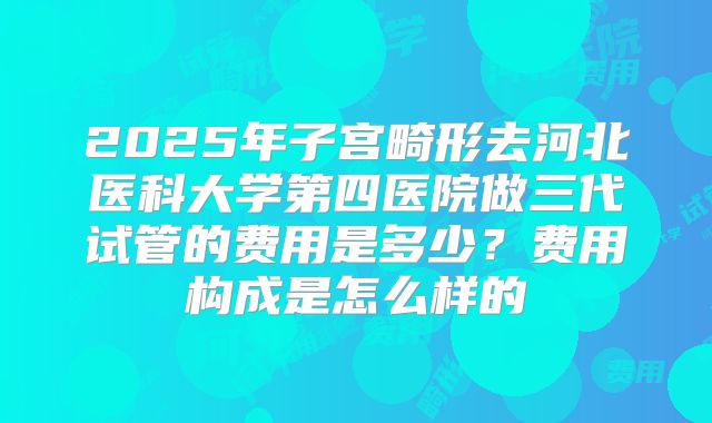 2025年子宫畸形去河北医科大学第四医院做三代试管的费用是多少？费用构成是怎么样的