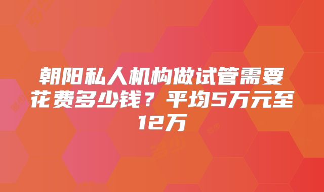 朝阳私人机构做试管需要花费多少钱？平均5万元至12万