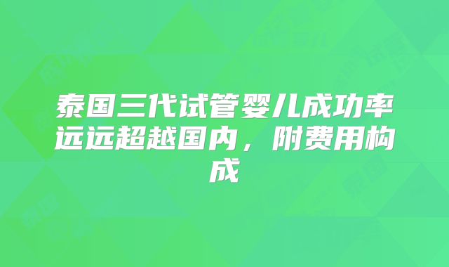 泰国三代试管婴儿成功率远远超越国内，附费用构成