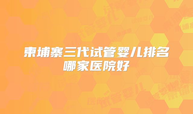 柬埔寨三代试管婴儿排名哪家医院好