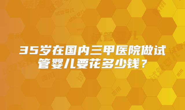 35岁在国内三甲医院做试管婴儿要花多少钱？