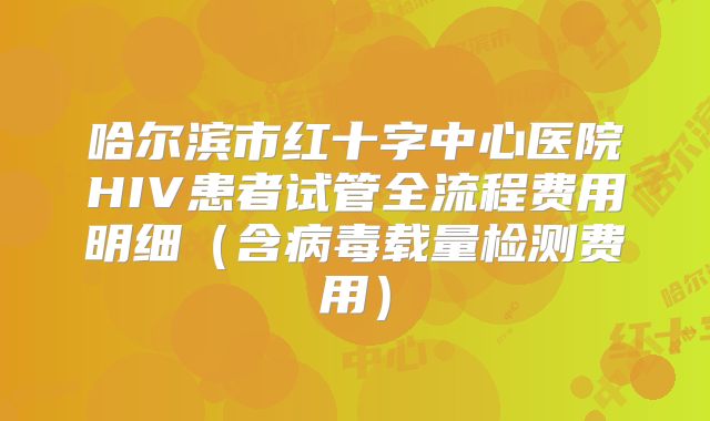 哈尔滨市红十字中心医院HIV患者试管全流程费用明细（含病毒载量检测费用）