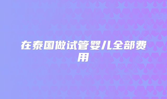 在泰国做试管婴儿全部费用