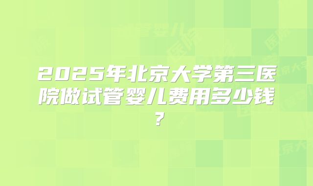 2025年北京大学第三医院做试管婴儿费用多少钱？