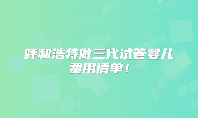 呼和浩特做三代试管婴儿费用清单！
