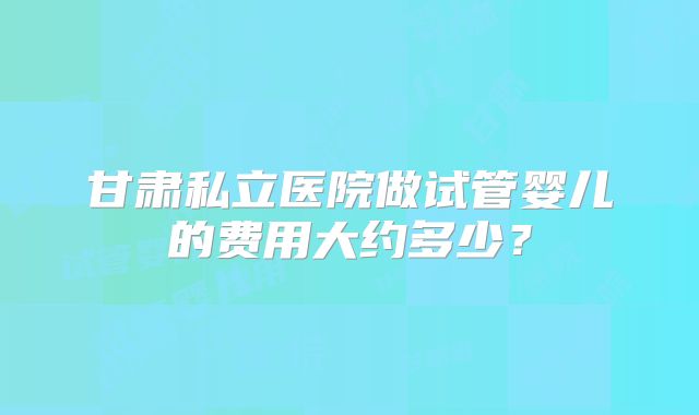 甘肃私立医院做试管婴儿的费用大约多少？