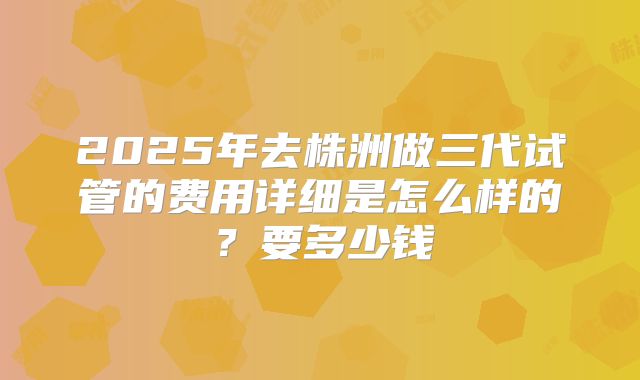 2025年去株洲做三代试管的费用详细是怎么样的？要多少钱