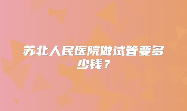苏北人民医院做试管要多少钱？