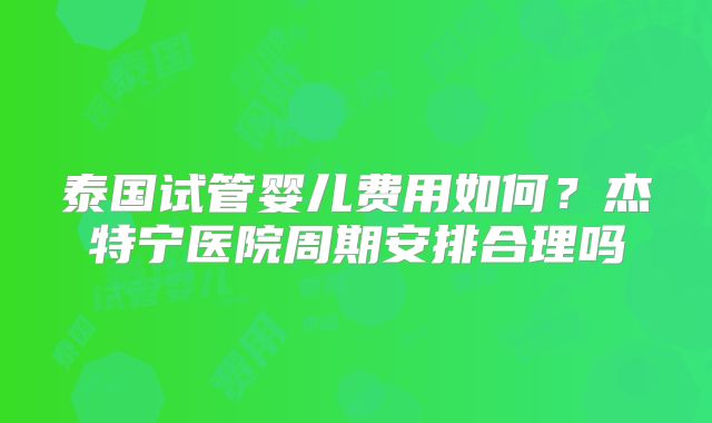 泰国试管婴儿费用如何？杰特宁医院周期安排合理吗