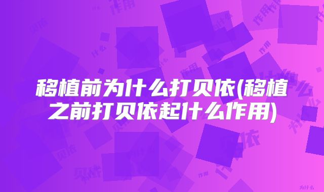 移植前为什么打贝依(移植之前打贝依起什么作用)