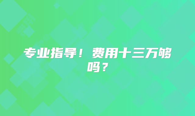 专业指导！费用十三万够吗？