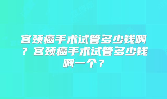 宫颈癌手术试管多少钱啊？宫颈癌手术试管多少钱啊一个？