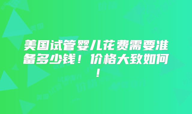 美国试管婴儿花费需要准备多少钱！价格大致如何！