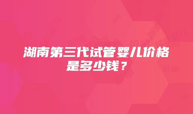湖南第三代试管婴儿价格是多少钱？