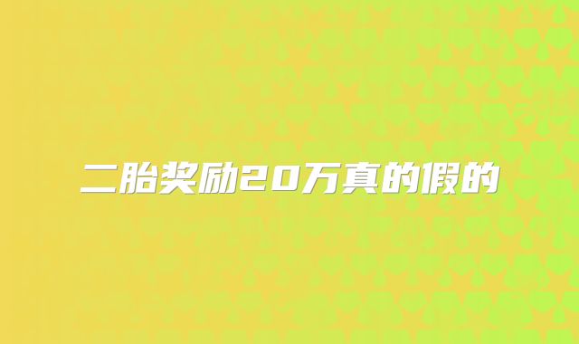 二胎奖励20万真的假的
