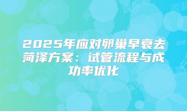 2025年应对卵巢早衰去菏泽方案:试管流程与成功率优化