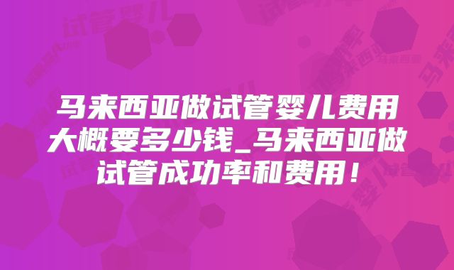马来西亚做试管婴儿费用大概要多少钱_马来西亚做试管成功率和费用!