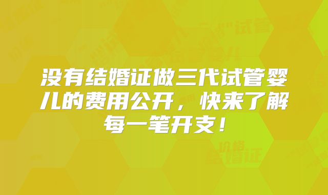 没有结婚证做三代试管婴儿的费用公开,快来了解每一笔开支!