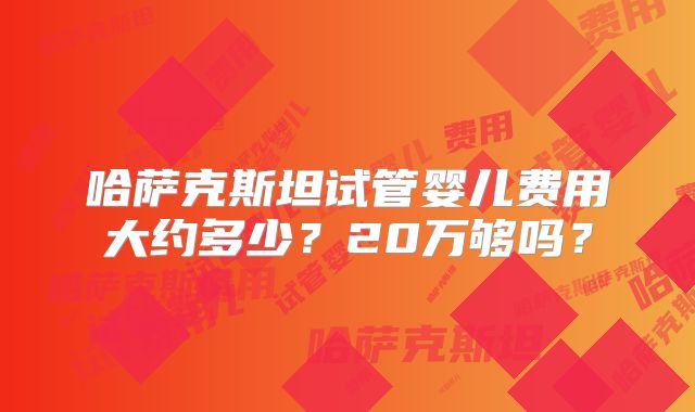 哈萨克斯坦试管婴儿费用大约多少？20万够吗？
