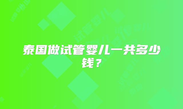 泰国做试管婴儿一共多少钱？