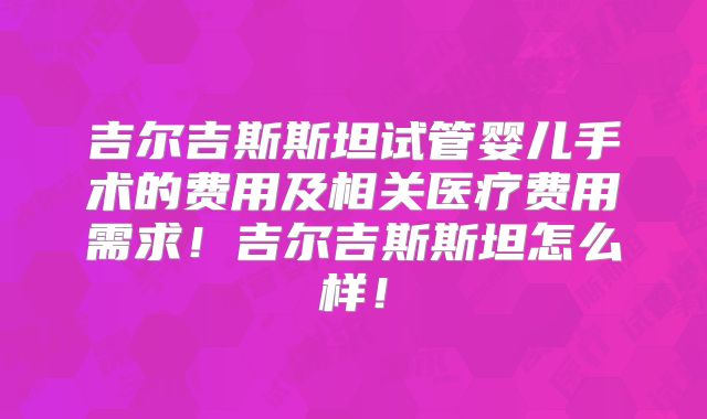 吉尔吉斯斯坦试管婴儿手术的费用及相关医疗费用需求!吉尔吉斯斯坦怎么样!